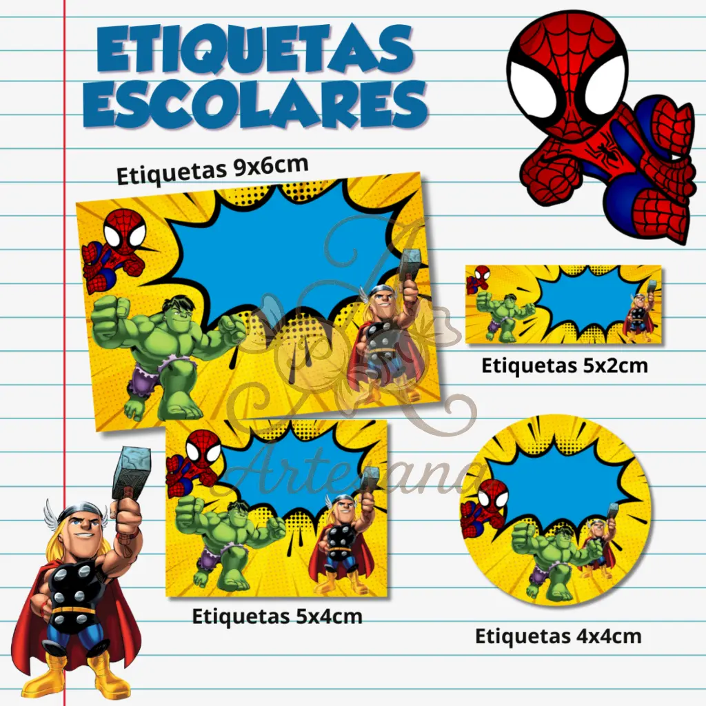Etiquetas Spiderman y Hulk.webp